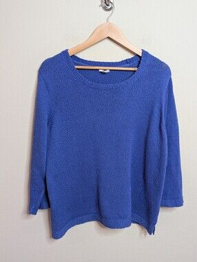 J.Jill Blue Textured Knit Sweater 3/4 Sleeve Sz 2X